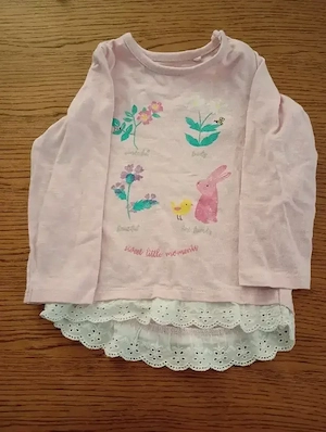 Langarmshirt rosa Hase Blume mit weißer 