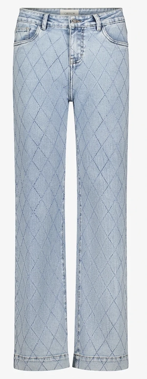 NEU m. Etikett Swarovski Glitzer Strass Kristalle Shabby Strech Jeans Hose CARTOON 36-38 S hell blau