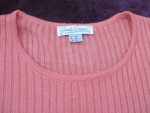 NEU Edel klassisch Dreiviertel Arm Ripp Feinstrick Pullover Gabriele Schacure 44- 46  L lachs hummer