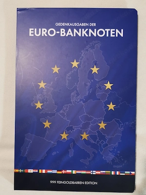 4 Goldbarren "EURO - Banknoten" 1 500 oz 999er Feingold + Sammelalbum