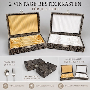2 Vintage Besteckkästen mit Satinfutter (ohne Inhalt)