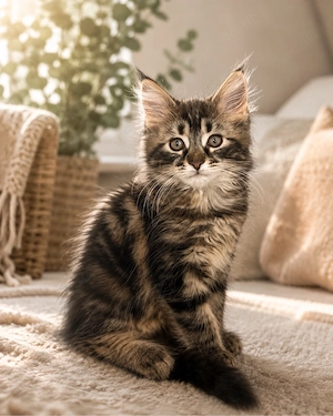Main Coon Kitten weiblich black tabby - abgabebereit