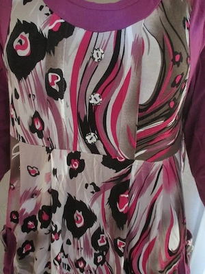 NEU Graffiti Blumen Blüten BOHO Baby Doll Long Dreiviertel Arm Long T-Shirt Tunika KG 38-40  S-M 