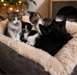        Maine-Coon-Siam-Mix Kitten & Europäische Hauskatze