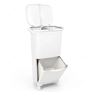 Ribelli Doppelfach-M lleimer, auf R dern, 45L, wei 
