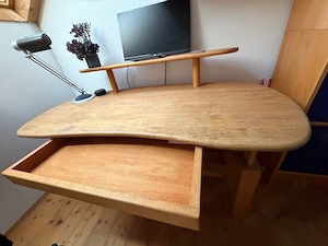 Massivholz Schreibtisch höhenverstellbar, mit Schublade