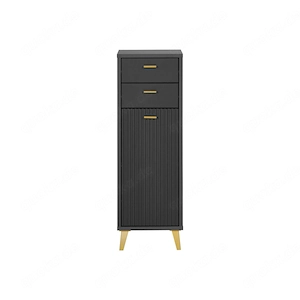 LIVARNO home Bad Seitenschrank mit Wellenoptik schwarz