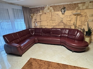 Ecksofa aus Echtleder mit Schlaffunktion