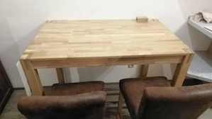 Hochtisch mit 2 Stühlen Vollholz 70x115cm