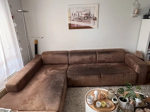 L- förmiges Sofa mit Microfaser Bezug braun  Bild 3
