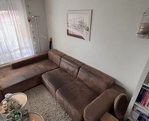 L- förmiges Sofa mit Microfaser Bezug braun  Bild 2