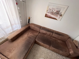 L- förmiges Sofa mit Microfaser Bezug braun  Bild 4