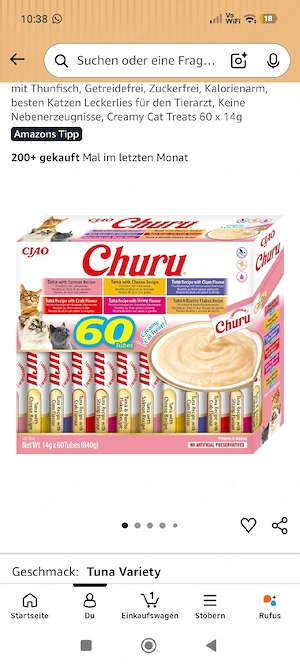 Premium Katzenschleckis getreidefrei INABA Churu 60x14g Thunfisch 