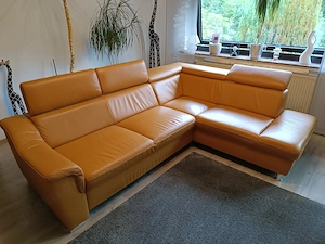 Sehr schöne Echtleder Eck-Wohnlandschaft Ottomane rechts 