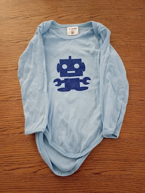 Langarmbody Hellblau Roboter 86 92 my little Bear 