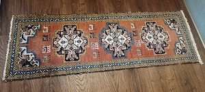 Orient-Perserteppich, Läufer, madeira-orange, medaillongemustert, 211 x 71 cm