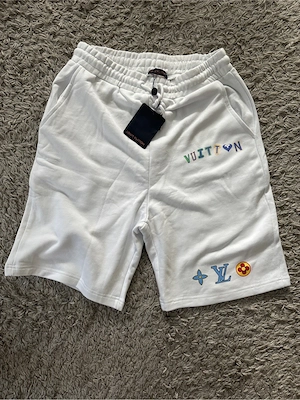 Louis Vuitton LV Vintage Sweatshorts Jogginghose Shorts Weiß Bunt Logo Designer Sommer Hosen Neuwert