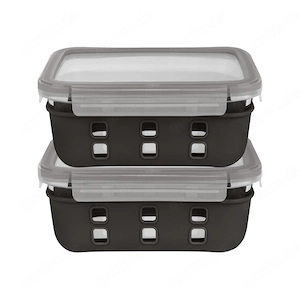 LIVARNO HOME Glas Frischhaltedosen Set 2 teilig Schwarz
