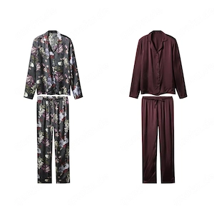 esmara  Damen Satin-Pyjama Eigenschaften Aus edler, flie ender Satin-Qualit t Hemd mit Reverskragen