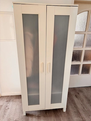 Wardrobe   closet 175 x 80 cm   White with frosted glass look