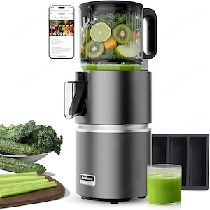 Anybear 350W Entsafter mit 124 mm Einfüllschacht Slow Juicer Doppel-Zerkleinerungstechnologie 