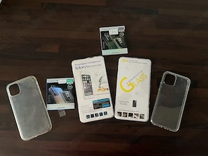 2 x Schutzfolie für iPhone 11 Bildschirm, 2 x Schutzf. Cam+Bumper