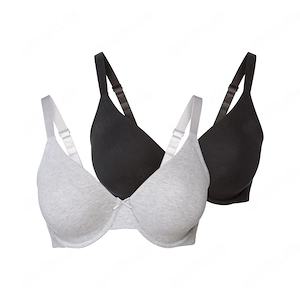 esmara Damen Buegel BHs 2 Stueck mit gemouldeten Cups schwarz hellgrau 90D