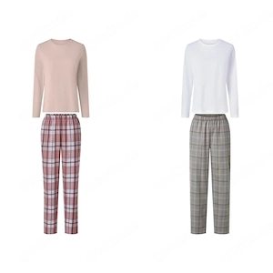 esmara  Damen Pyjama Eigenschaften Angenehmer Tragekomfort durch reine Baumwolle Hose aus weichem,