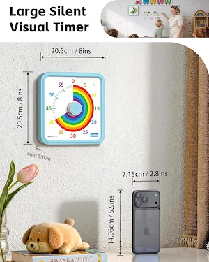 20CM Visueller Timer 60-Minuten Countdown Timer Magnetisch Pausefuktion ADHD Timer 