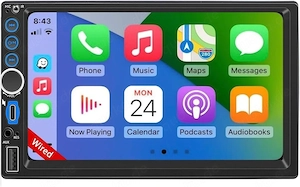 2 DIN Autoradio mit 6,88 Zoll HD Touchscreen, Kabel Apple CarPlay & Android Auto, Mirror Link, Bluet