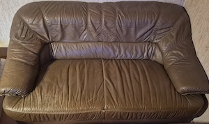 Braunes Ledersofa, 2-Sitzer