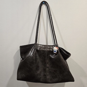 Große Vintage Schultertasche in Dunkelbraun   Y2K Look