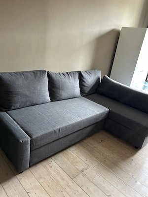 FRIHETEN Eckbettsofa mit Bettkasten, Skiftebo dunkelgrau