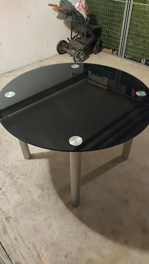 Glas Tisch Schwarz  auf 4 Füssen