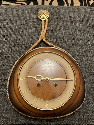 Vintage Heges Wanduhr mit Hermle Uhrwerk - 50er 60er - voll funktionsfähig
