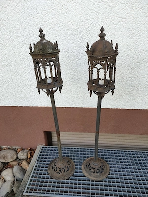 2 Antike Gusseisen Laternen 