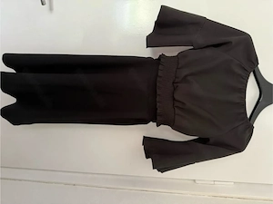 Elegantes schwarzes Mädchen Set   Kleid & Crop-Bluse