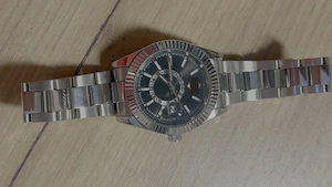 Herrenarmbanduhr aus Edelstahl, schwarze Zifferblatt, Fluted Lünette