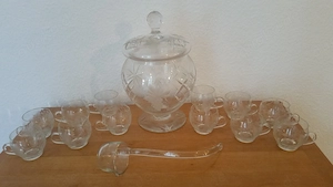 Altes Bleikristall Bowle Set, Bowle Service für 12 Personen
