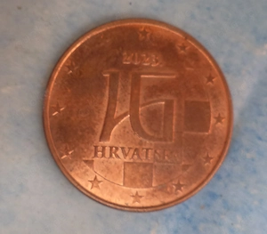 SELTENE MÜNZE: 5 Cent Münze Kroatien Hrvatska 2023, sehr selten vom Künstler Luc Luyck, 1a Zustand
