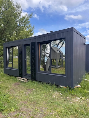 Gartensauna 6m Cube mit Panoramafenster + Holzofen - NEU