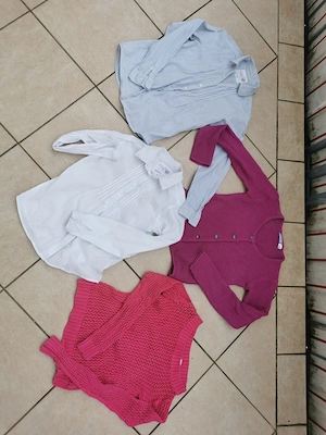Schickes Oberteile Mädchen Set Größe134  140 , Strickweste pink, 1x getragen