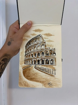 Original Kolosseum Zeichnung von Denis Vextor (Kaffee Stift)