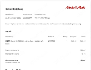 Meta Quest 3S VR-Brille   sehr guter Zustand