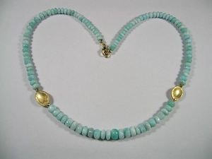 NEU: Collier - Kette mit Larimar 375 Gold Karabiner