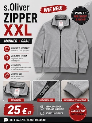 s.Oliver Herren Zipper XXL   Grau | Wie Neu