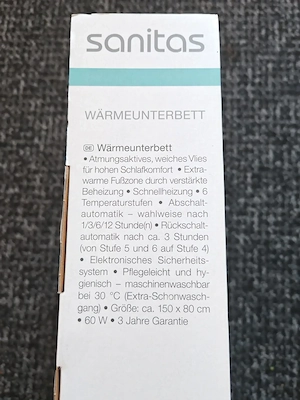 Sanitas SWB 55 Wärmeunterbett   NEU & OVP (150x80 cm)