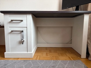 Schreibtisch in Holzoptik (Dunkelbraun   Weiß) Bild 2