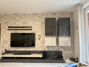 Wohnwand grau beige 