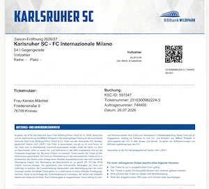 KSC karten gegen Mailand